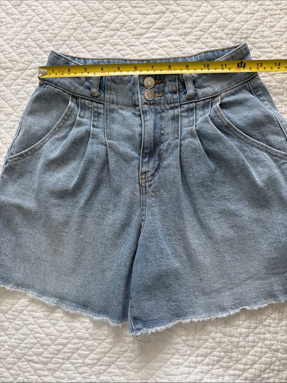 Wild fable Light Blue Pleated Denim Shorts Size 0  Vacation Summer Coastal Jean - Picture 10 of 12